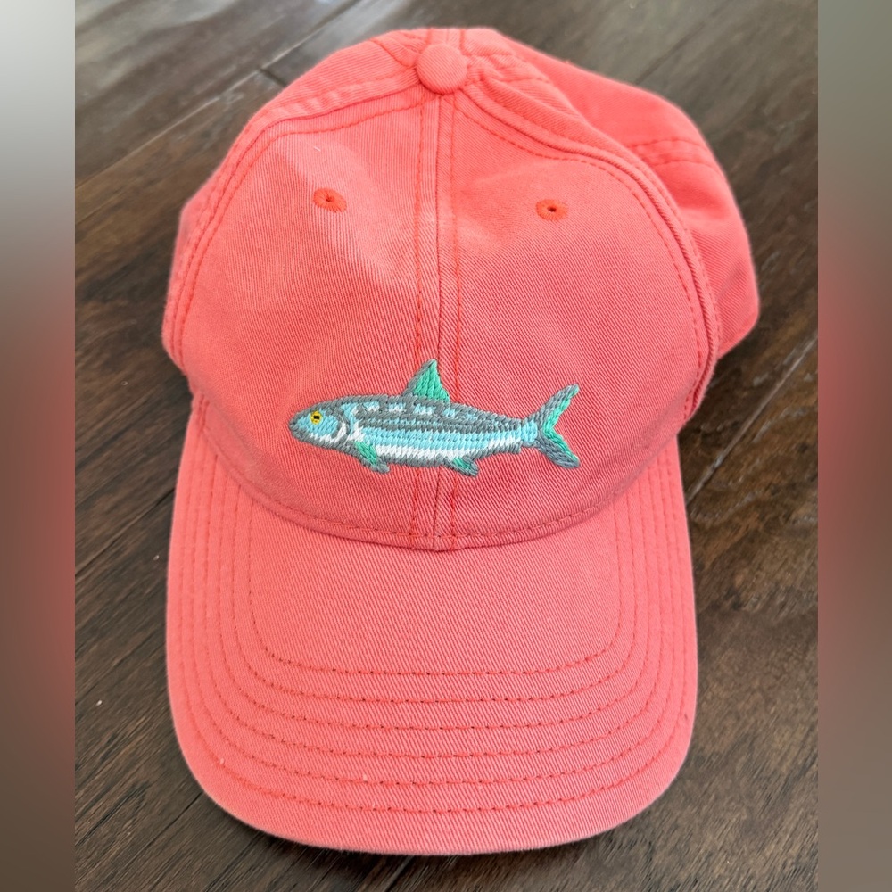 Harding-Lane Coral Bonefish Needlepoint Adjustable Baseball Cap